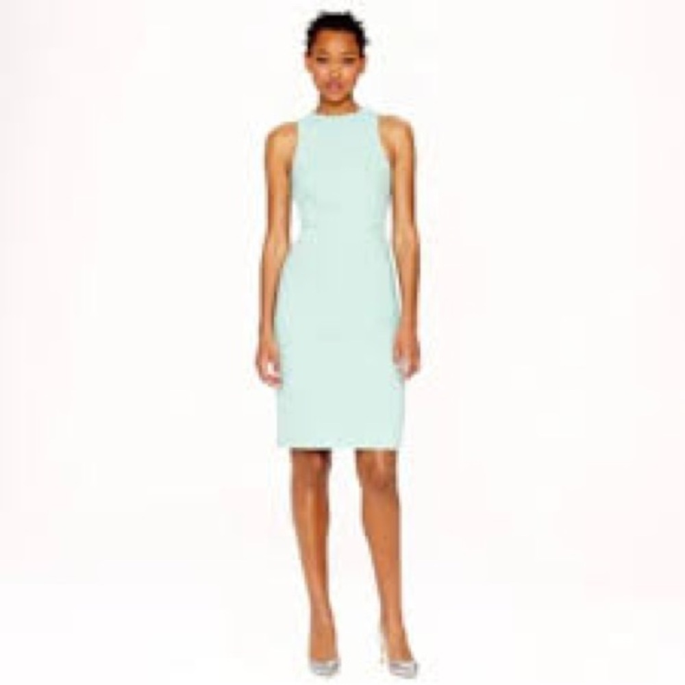 J. Crew Women's Matelasse Tiffany Blue Sheath Dress Aqua Size 8 $138 - Picture 1 of 10